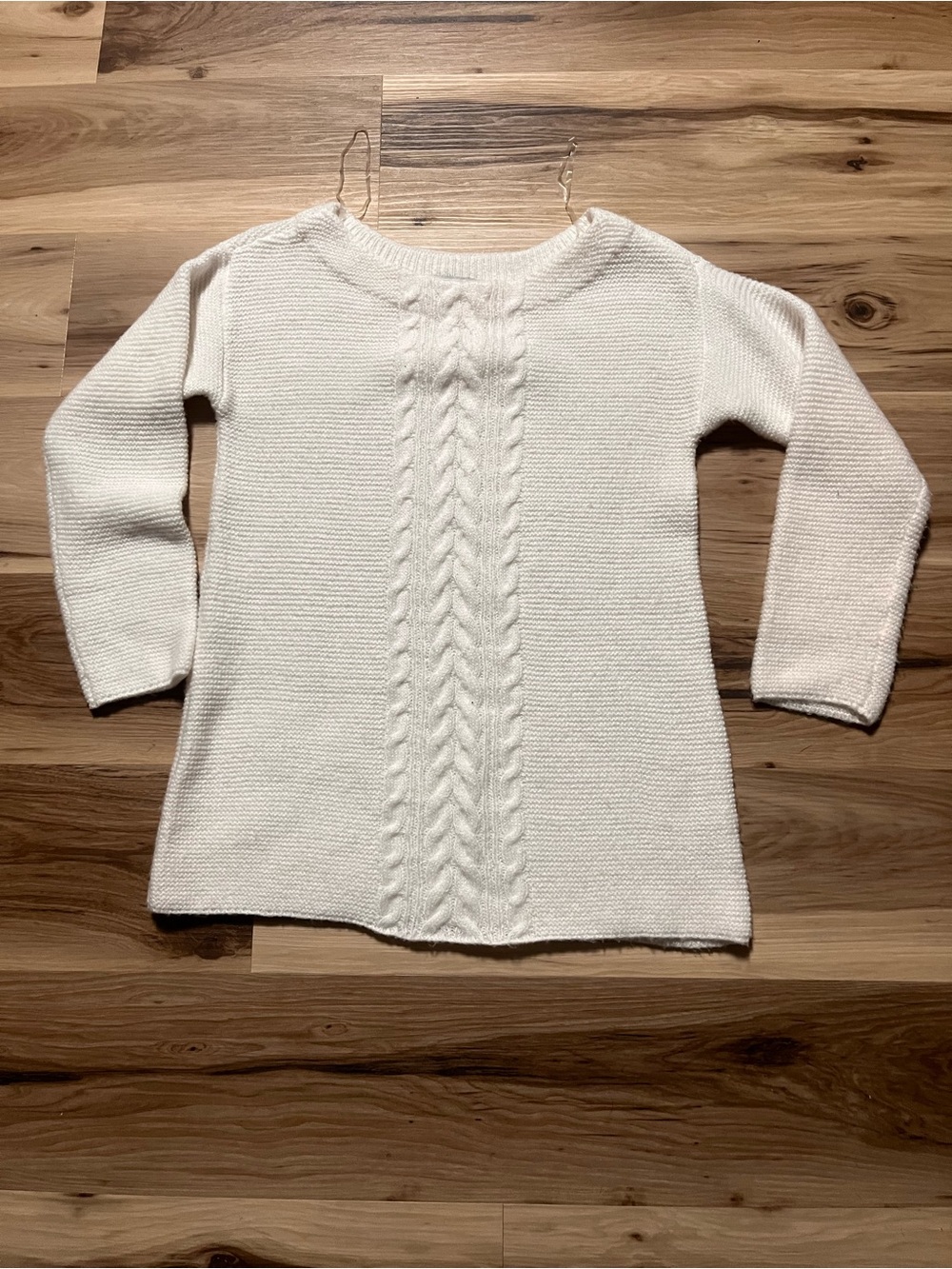 Liz Claiborne Cream Cable-Front Scoop Neck Sweater